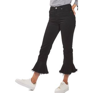 Topshop MOTO Dree Crop Kick Flare Raw Hem Jeans